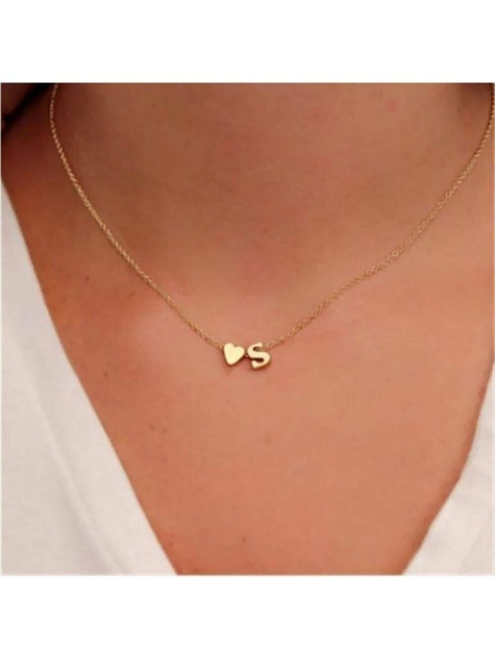 Gold 18k Gold Plated Personalized Letter Inital Heart Pendant Necklace - Picture 2 of 2